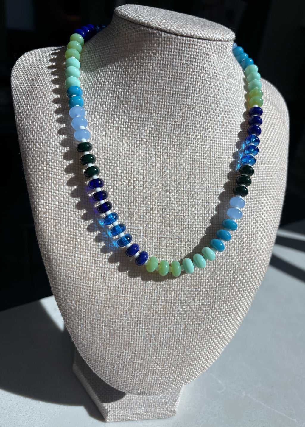 Blue and Green Rondelle Necklace