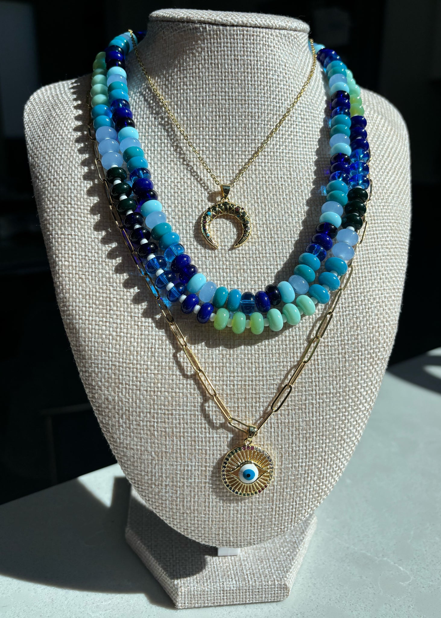 Blue and Green Rondelle Necklace