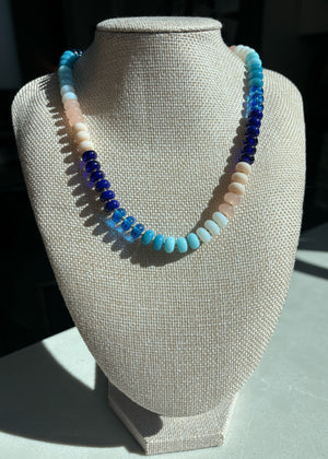 Blue and Pink Rondelle Necklace