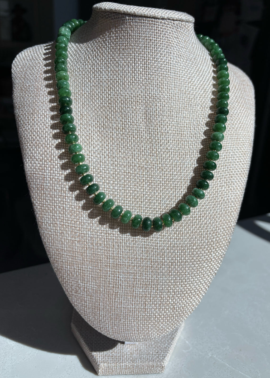 Green Jade Rondelle Necklace