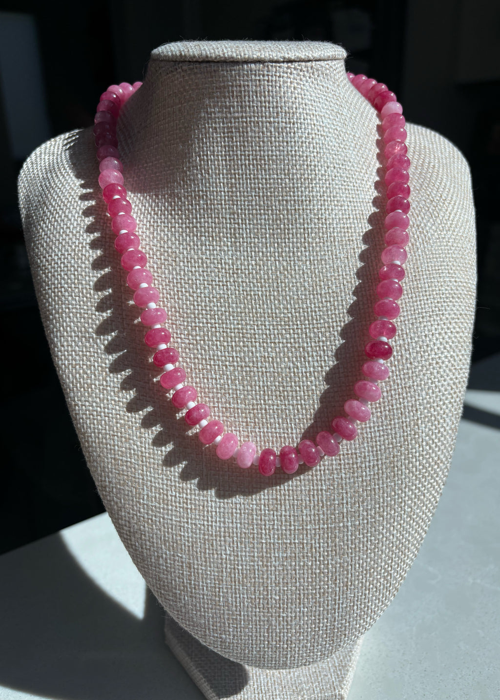 Pink Jade Rondelle Necklace