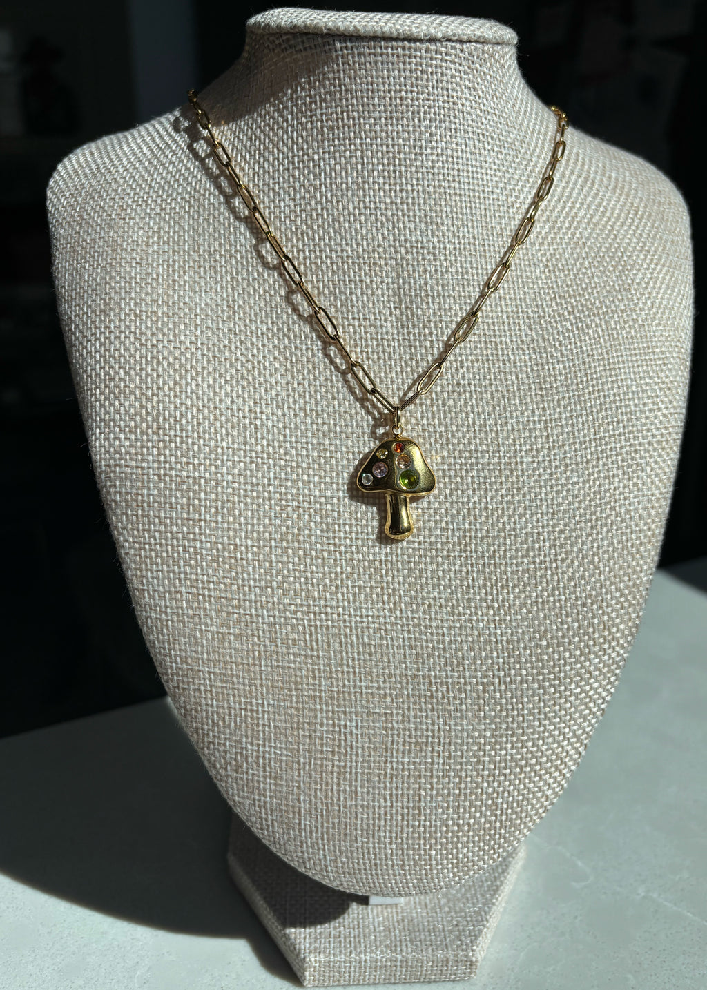 Mushroom Pendant on Paperclip Chain